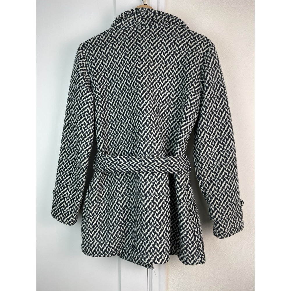 Ike Behar Women's M Black White Soft Double Breasted Trench Coat - Picture 4 of 7